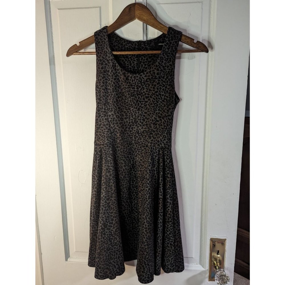 Aqua Fit and Flare Sleeveless Pleated Leopard Print Dress Sz XS